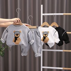 Baby Jungen Kleidung Sets Bär Druck Herbst Kinder Mädchen Kleidung Anzug Sweatshirts hosen Casual Kinder Kleidung Set Trainingsanzüge