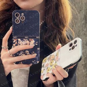 Lyxtelefonfodral för iPhone 14 14Pro 14Plus 13 13Pro 12 12Pro 11 Pro Max X Xs XR Trendy Designer Mönster Flower C Matt Back Print Shell Case Cover Cover