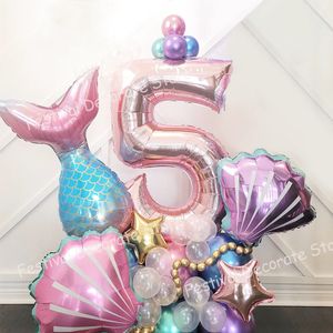 Other Festive Party Supplies 33pcs Mermaid Tail Balloons 1 2 3 4 5 6 7 8 9 Rose Gold Number Foil Balloon Kids Birthday Decorations Baby Shower Globos 221010