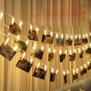 Strings Thrisdar 10 20 40 LED Hanging Picture Po Peg Clip Fairy String Light Battery Powered Starry Chain Christmas Garland