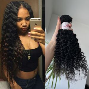 Kinky Curly 100% Human Hair Products for Party Festives 16 Inch Malaysian Brazilian Hair Bundles Extensions Virgin Natural Color Double Wefts Deep Wave Wigs