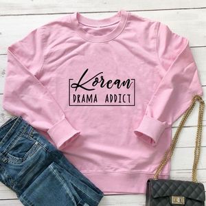 Damen Hoodies Korean Drama Addict Sweatshirt Lässige Damen Langarmpullover Kdrama Obsessed Pullover