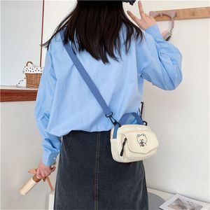 Kvällspåsar 2022 Spring Autum Women Canvas axel koreansk tecknad tryck mode mini tyg handväskor telefon crossbody väska