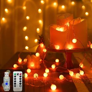 Strings Fairy String Lights 50 pezzi LED Ball Glitter Christmas 8 modelli USB per la decorazione della festa del balcone della camera da letto