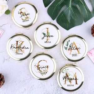 Party Favor Customized Compact Mirrors Bridesmaid Gift mm Portable Metal Double Sided Folding Mini Makeup Bridal