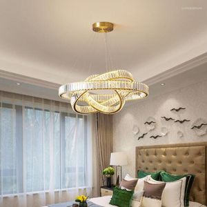 Chandeliers 2022 Light Luxury Crystal Chandelier Living Room Lamp Post Modern Simple Atmosphere Duplex Building Restaurant Ring