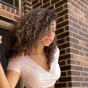 Siyah Kadınlar Için şık Dantel İnsan Saç Peruk Kısa Brezilyalı Parçası Peruk Su Dalgası Vurgulamak Renkli Kıvırcık Pixie Cut