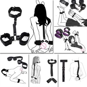 Massager Vibrator BDSM Bondage Kit Back Restraints Fetish Erotic Toys For Couples Woman Men Slave Collar Handbojor Ankel Vuxen Games Sex Shop
