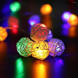 Strings Ledertek marka 20pcs sznur światła białe ozdoby świąteczne ozdoby weselne ręcznie tkane rattan ball lantern Xmas