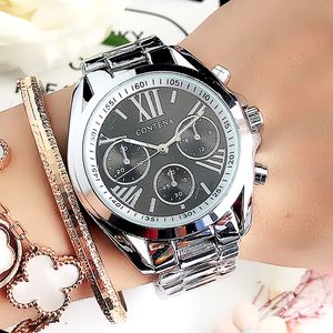 ساعة Wristwatches Relogio Feminino Geneva المصممين الفاخرة العلامة التجارية الفولاذ المقاوم للصدأ الفضة الفضة ساعات الكوارتز المقاومة للماء للنساء 221010