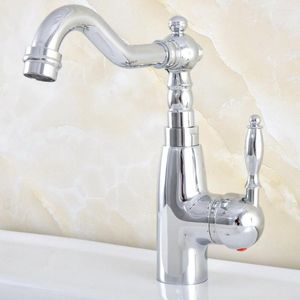 Rubinetti per lavabo da bagno Rubinetto per lavabo da cucina cromato lucido Miscelatori monoforo / maniglie