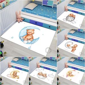 Tappeti Moon Sleep Bear Tappeto per soggiorno Tappeti per camera da letto Decorazioni per la casa Tappeto per salotto per bambini Tappetino morbido per bambini