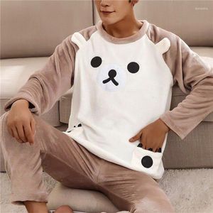 Men's Sleepwear Long Sleeve Pajamas Suit For Lovers Winter Ladies Men's Flannel Housewear Coral Velvet Pijamas Women