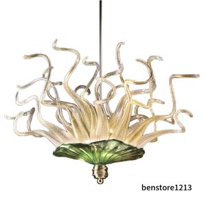 Art-Deco-LED-Kronleuchter in bernsteingrüner Farbe, einfache Lampen, mundgeblasener Glas-Kronleuchter für Wohnzimmer, Schlafzimmer, Heimdekoration, hängende Beleuchtung, natürliches Licht LR279