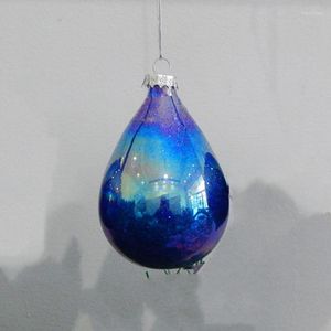 Party Decoration 12pcs/pack 7 12cm Small Size Pearl Lustre Inner Blue Powder Drop Shaped Glass Pendant Christmas Tree Hanging Decorative