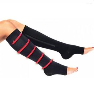 Sports Socks XXL Men And Women Compression Zipper Pressure Complexion Black Skin Color Prevent Varicose Veins Yoga Climbing