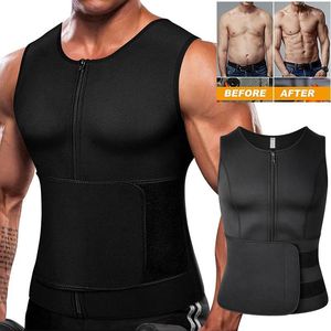 Coloque do corpo masculino Sorno masculino Sorno de sauna para a cintura Treinador Corset zíper neoprene tanque de tanque de tanque de trecho