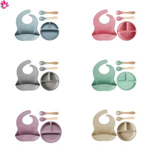 Bib Feeding Table Ware Set Grade Löffel Labor Silikonplatte für Baby