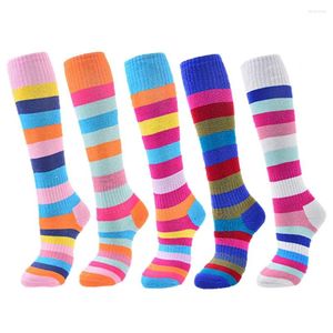 Sportsocken GOBYGO Skifahren Jungen Mädchen Outdoor Verdickte Vollfrottee Lange Röhre Gestreifte Kinder Rollschuhlaufen Skistrümpfe