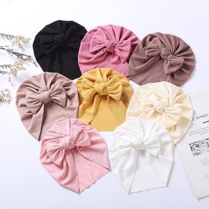 Baby Hats 0-2Y Newborn Ribbed Knot Turban Indian Cap boy girls Infant Pullover Cap Children Kid hair Accessories Cute Toddler