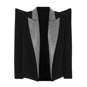 Women's Suits Blazers Shrug Diamonds Collar Blazer Women Black Autumn Female Jacket Fashion Shoulder Blazers Suit High Quality Dropship 221008