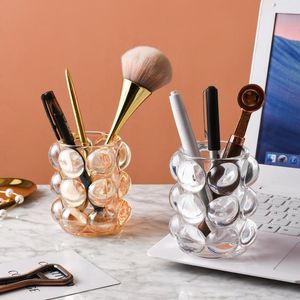 Storage Boxes Creative Makeup Brush Holder Decorative Transparent Glass Pen Crystal Nordic Ins Style Desktop Decor Pencil Box