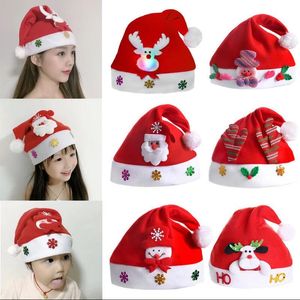 Светодиода Rave Toy Merry Christmas Hat Новый год навидад кепка Снеговик Элк Санта -Клаус шляпы для детей детей для взрослых рождественских подарков