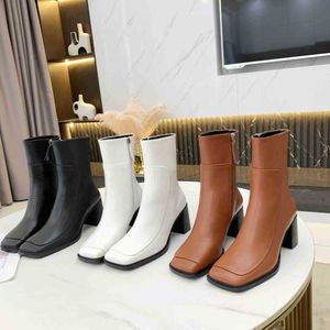 Winter Women Boots Classic Square Toe Zipper Woodland Sports Casual Shoes Leather Brand Designer Ankle Snow Boots Cavalier Martin 1123