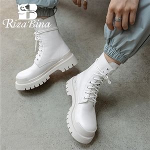 Boots Rizabina 2023 الكاحل للنساء أزياء جلدية حقيقية الكعب أحذية امرأة شتاء مكاتب الفرو الدافئة سيدة الأحذية الحجم 34-39 221010