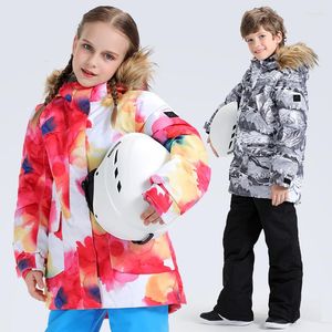 Skidjackor barn Skidjacka vinterpojkar flickor vattent￤tt andningsbar vindbest￤ndig varm snowboard b￤r utomhussport barn kappa