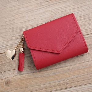 Wallets Small Wallet Women Short Simple Square Tassel Style Soft Leather Ladies Purse Coin Pocket Card Holder Female Mini