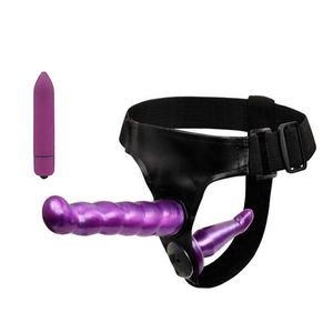 2 Tiny Bullet Vibrator Strap on Harness Double Dildo Butt Plug Strapon Sex Toys for Women Couple Lesbian Adult