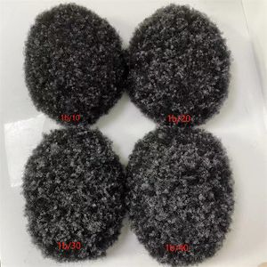 Brazilian Virgin Human Hair Piece 1#/Grey 4mm Afro Kinky Curl Full Lace Toupee for Black Men Fast Express Delivery