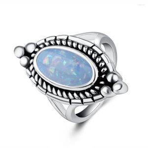 Wedding Rings For Woman Delicate Crystal Oval Ring White Gold Bohemian 925 Silver Retro Flower Shape Jewelry Accessories
