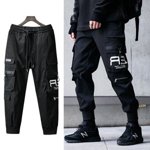 Casual Streetwear Harem Men Pants moda solidne joggery kieszenie zamek błyskawiczne