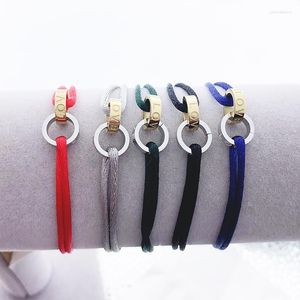 Charm Bracelets Sell Stainless Steel Braided Multicolor Ribbon Love Letter Bracelet For Women Men The Lover Bulk Friendship Woven Wristband