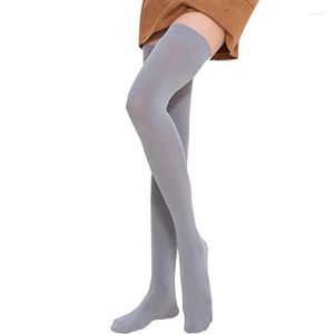 Sports Socks Summer Women Thigh Stockings Solid Color Rib Cuff Non-slip Long Yoga Lady Indoor Fitness Barre Tight Smooth Anti-skid Sock