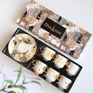 Tassen Untertassen Türkischer Stil Luxus Keramik Kaffeetasse und Untertasse Set Porzellan Teegetränk Jahr Geschenk Teetasse Weihnachtsbecher