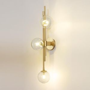 Lampada da parete moderna a led in ferro con luce a sfera in vetro per soggiorno, camera da letto, comodino, loft, arredamento nordico, specchio da bagno per la casa