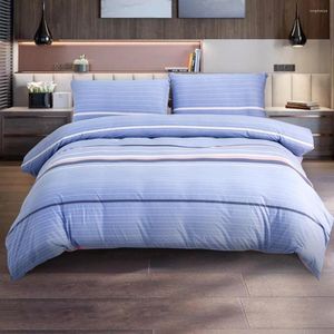 Sängkläder set sängsur lyxuppsättning med platta lakan och kuddväskor supermjuk andningsskydd täcker king size blått