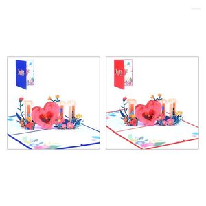 Grußkarten K92A Herz-Blume-Valentinstag-Karte 3D-Popup für Hochzeitsfrau