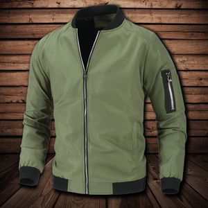 Men s jackor höst för lätt armé Green Bomber Streetwear Thin Casual Coats Stand Collar Zip Up 221010