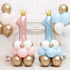 Altre forniture per feste festive Baby Boy Girl Ins Pastel Pink Digital 1 Balloon Colonna 1 ° primo anno Decorazione di compleanno 221010
