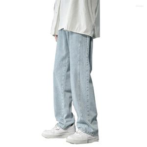 Herrbyxor grossist 2022 mode sömmar denim mäns höst raka casual lös bredben high street baggy last jeans män