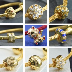 925 sterling silver ciondola fascino perline gioielli di alta qualità regalo all'ingrosso 14k 18k oro cuore fiori ciondolo perline adatto braccialetto Pandora fai da te