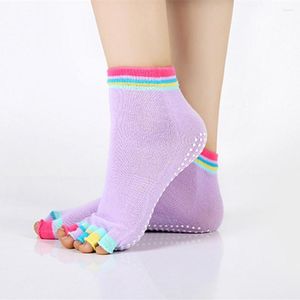 Sports Socks Half Toe Yoga Non-Slip Peep Anti-Slip Pilates Ankle Grip Durable Open Five Fingers Cotton S002