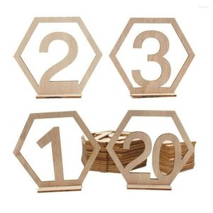 Party Decoration 1-20 Number Wooden Signs Wedding Hexagon Table Sign Numbers Engagement Seat Rustic G9C3