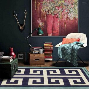 Carpets Carpet Living Room Blue Green Geometric Chinese Style Pattern Rectangle Rug Large For Bedroom Coffee Table Mat Home Decoration