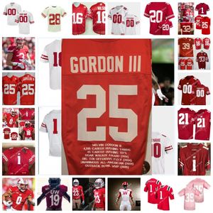 NCAA Wisconsin sydde fotbollstr￶ja 3 T.J. Bollers 52 Kaden Johnson 54 Kayden Lyles 24 Hunter Wohler 0 Braelon Allen 6 Chez Mellusi 25 Jake Ratzlaff Jerseys