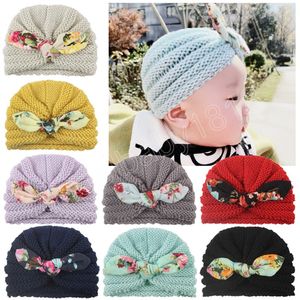 Carino Stampa Orecchie da Coniglio Cappelli per Neonati Moda Maglia di Lana Berretto a Strisce Copricapo per Bambini Accessori per Capelli Puntelli per Fotografia